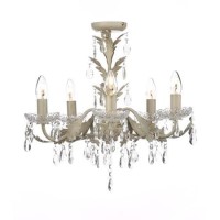 GRADE A1 - 5 Light Chandelier in Gold & Cream - Christallo 