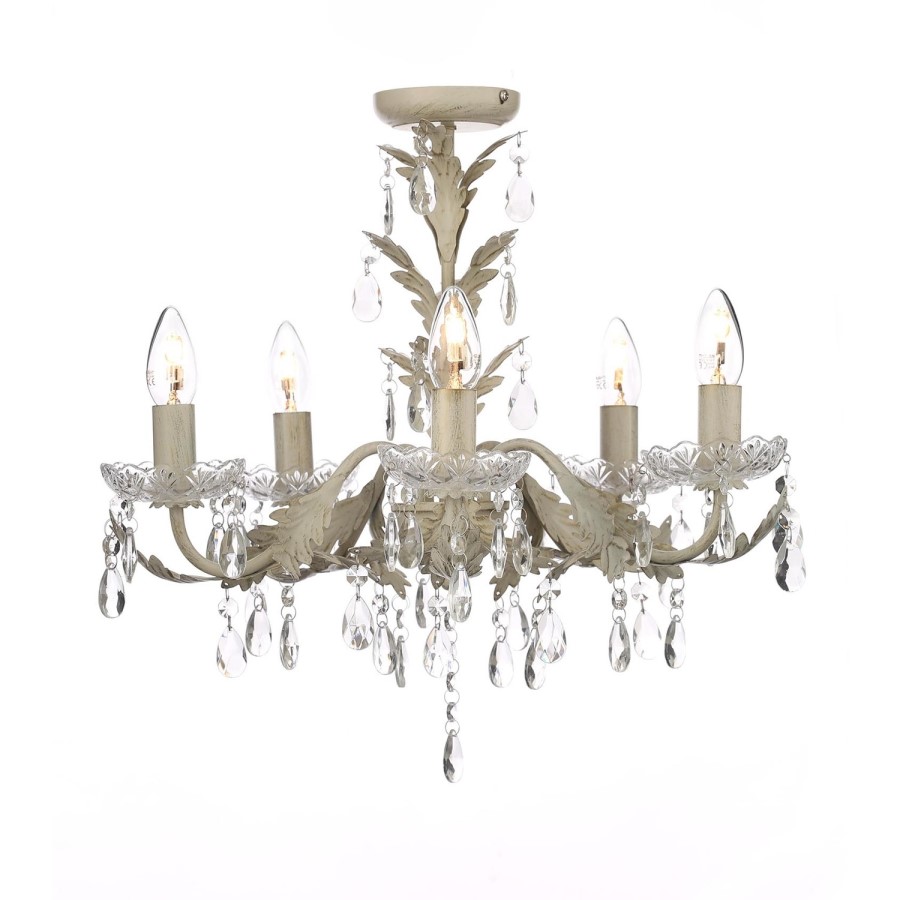5 Light Chandelier in Gold & Cream - Christallo