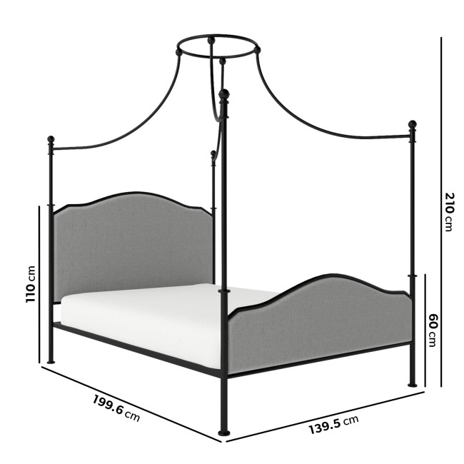 Double Canopy Bed Frame in Black Metal - Lille