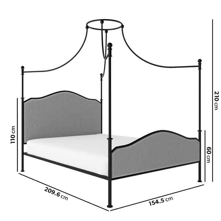 King Size Canopy Bed Frame in Black Metal - Lille