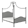 King Size Canopy Bed Frame in Black Metal - Lille