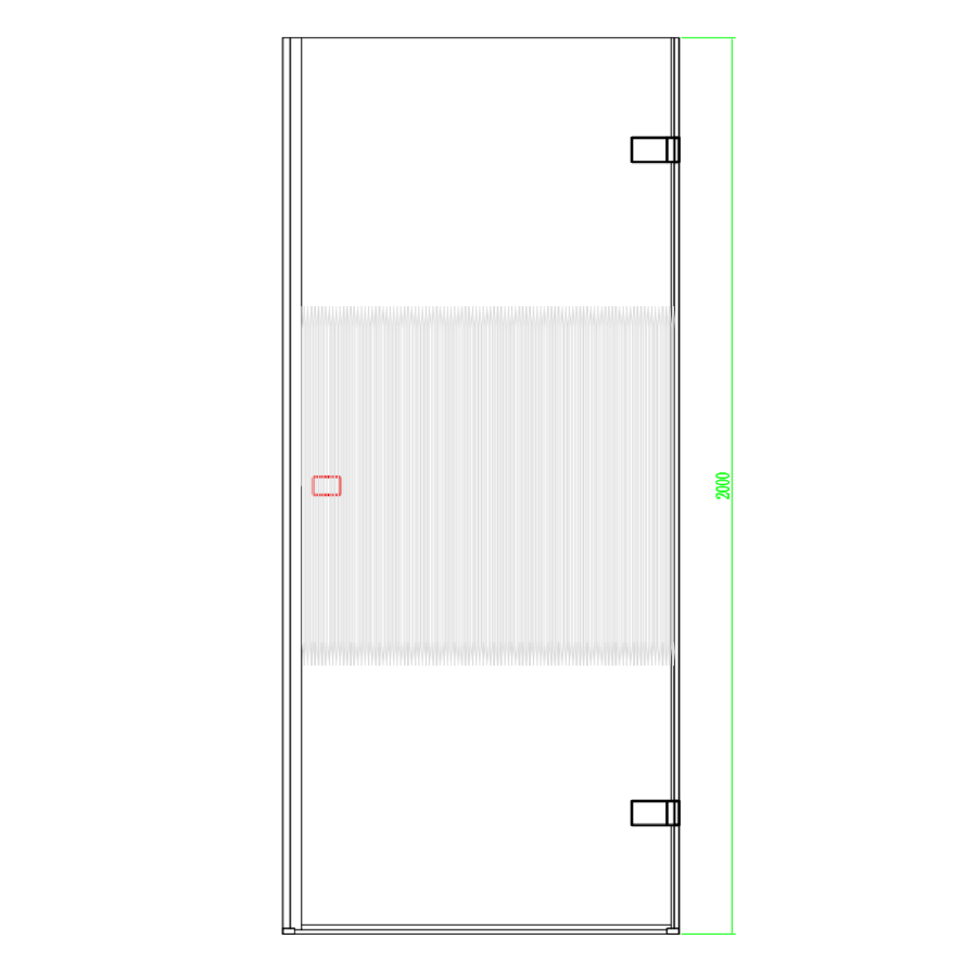 800mm Fluted Glass Right Hand Hinged Shower Door 8mm Glass - Matira