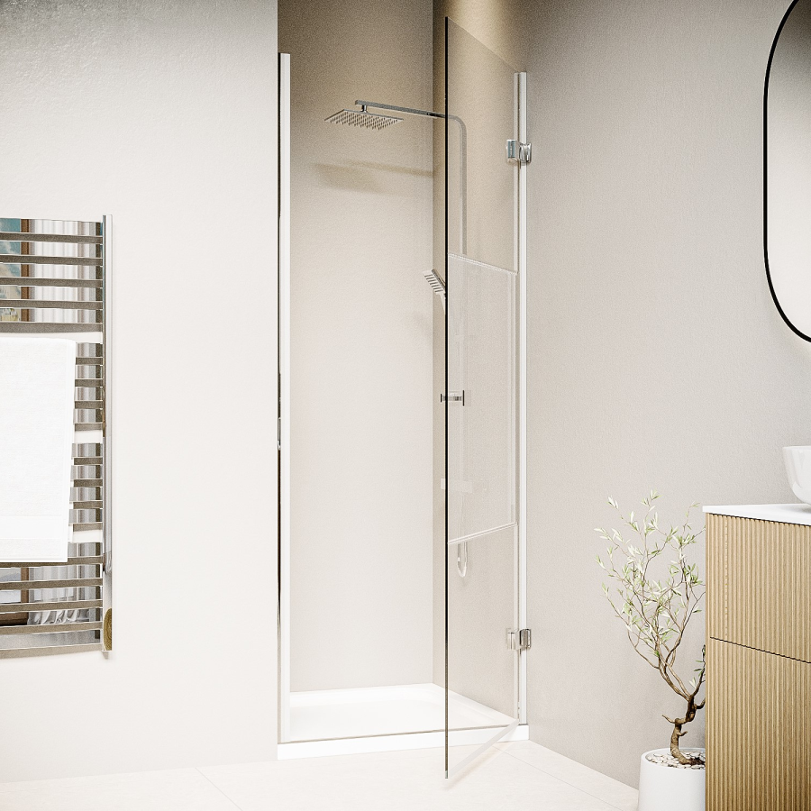 900mm Fluted Glass Right Hand Hinged Shower Door 8mm Glass - Matira