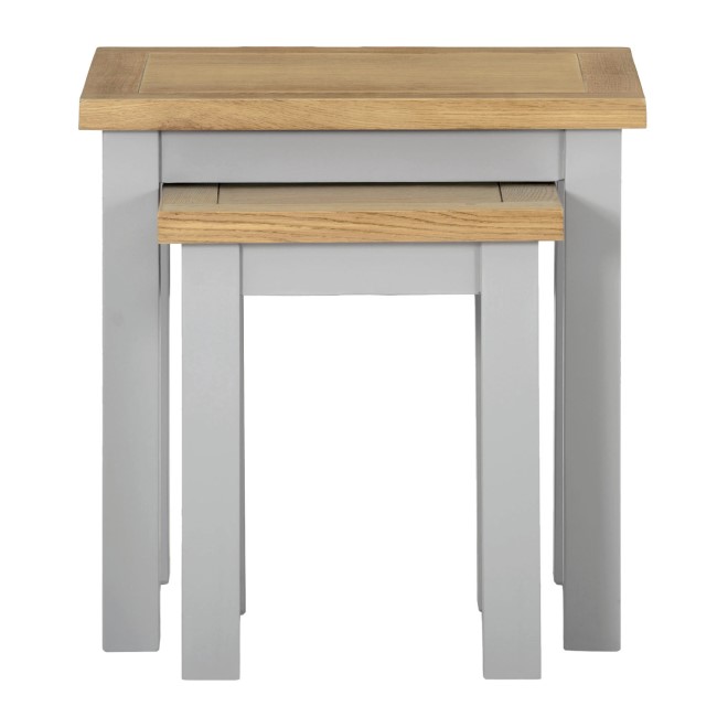 GRADE A1 - Linden Nest of 2 Tables in Pale Grey and Light Oak