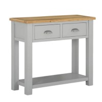 Oak & Grey Narrow Console Table with Drawers - Linden