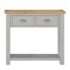 Oak &amp; Grey Narrow Console Table with Drawers - Linden