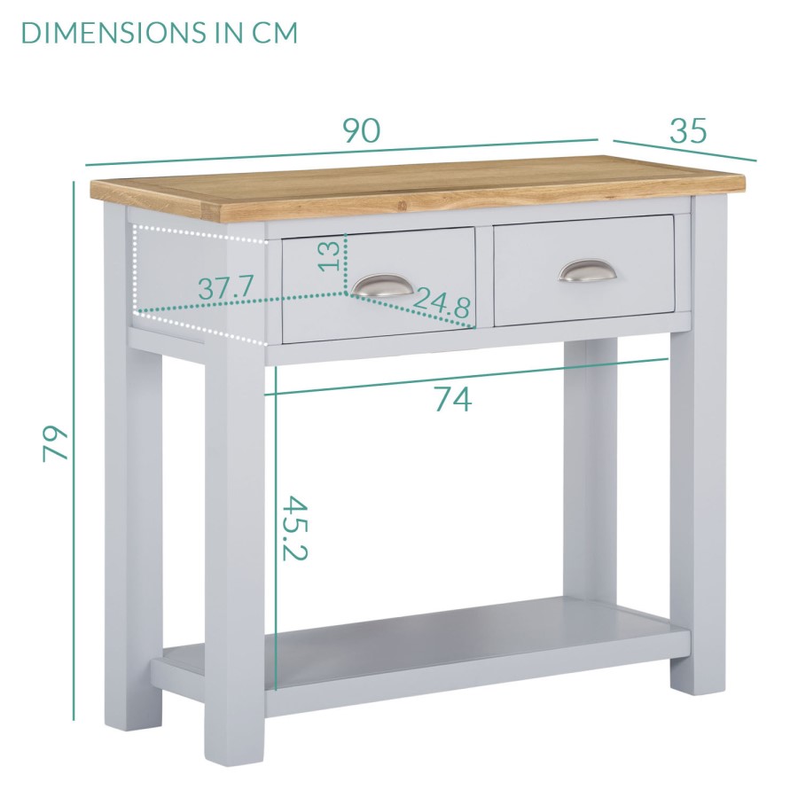 Oak & Grey Narrow Console Table with Drawers - Linden