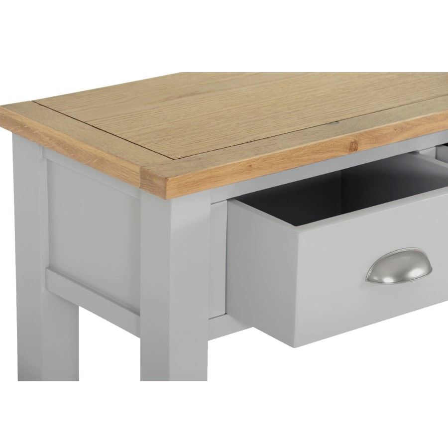 Oak & Grey Narrow Console Table with Drawers - Linden