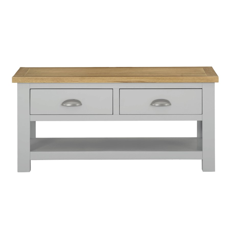 Living Room Coffee Table in Grey with Oak Top - Linden