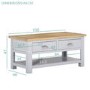 Living Room Coffee Table in Grey with Oak Top - Linden