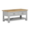 Living Room Coffee Table in Grey with Oak Top - Linden