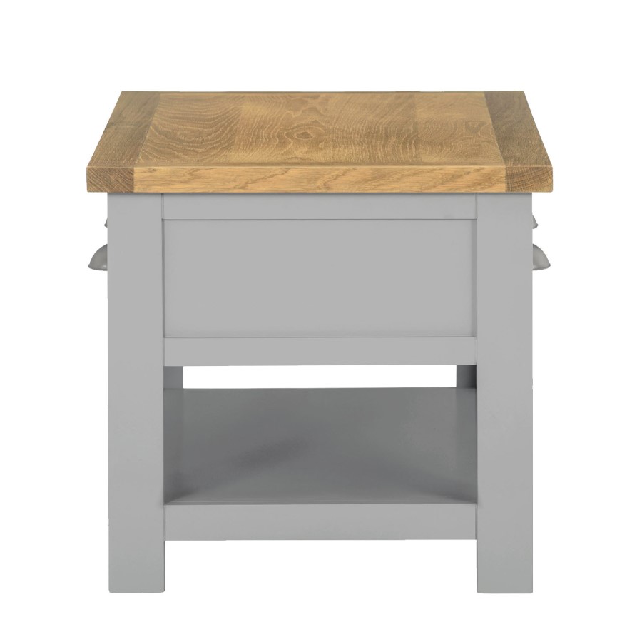 Living Room Coffee Table in Grey with Oak Top - Linden