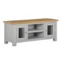 Linden Large Grey TV Unit with Two Tone Oak Top & Storage - TV's up to 45"