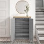 Grey Shoe Cabinet with Oak Top - Linden