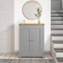 Grey Shoe Cabinet with Oak Top - Linden