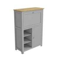 Bureau Desk in Grey with Oak Top - Linden