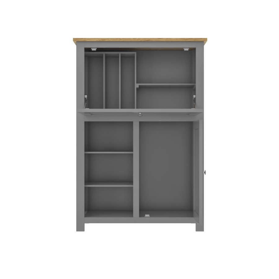 Bureau Desk in Grey with Oak Top - Linden