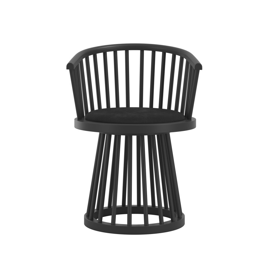 Black Spindle Curved Dining Chair - Lina