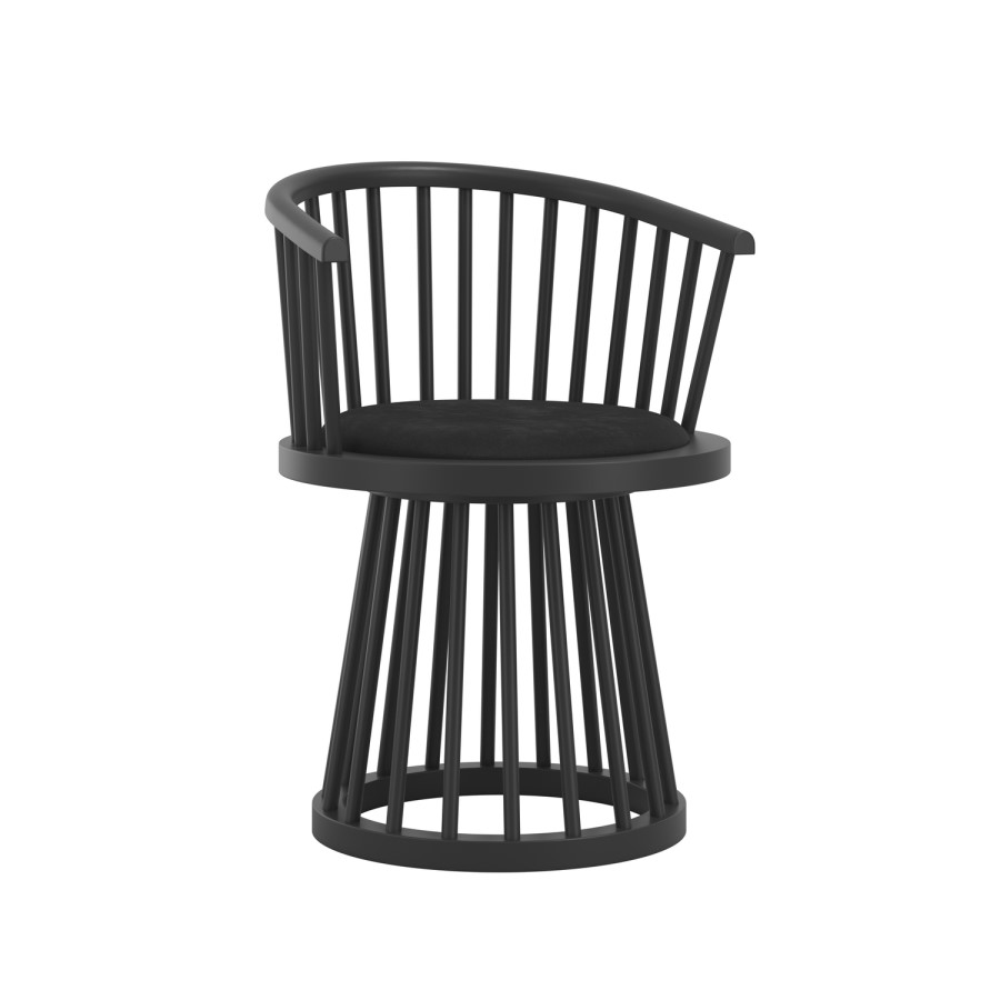 Black Spindle Curved Dining Chair - Lina