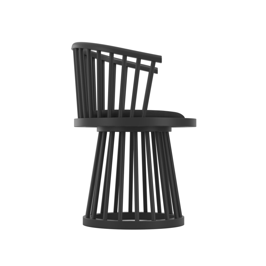 Black Spindle Curved Dining Chair - Lina