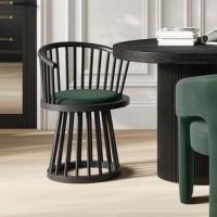 Black and Green Spindle Curved Dining Chair - Lina