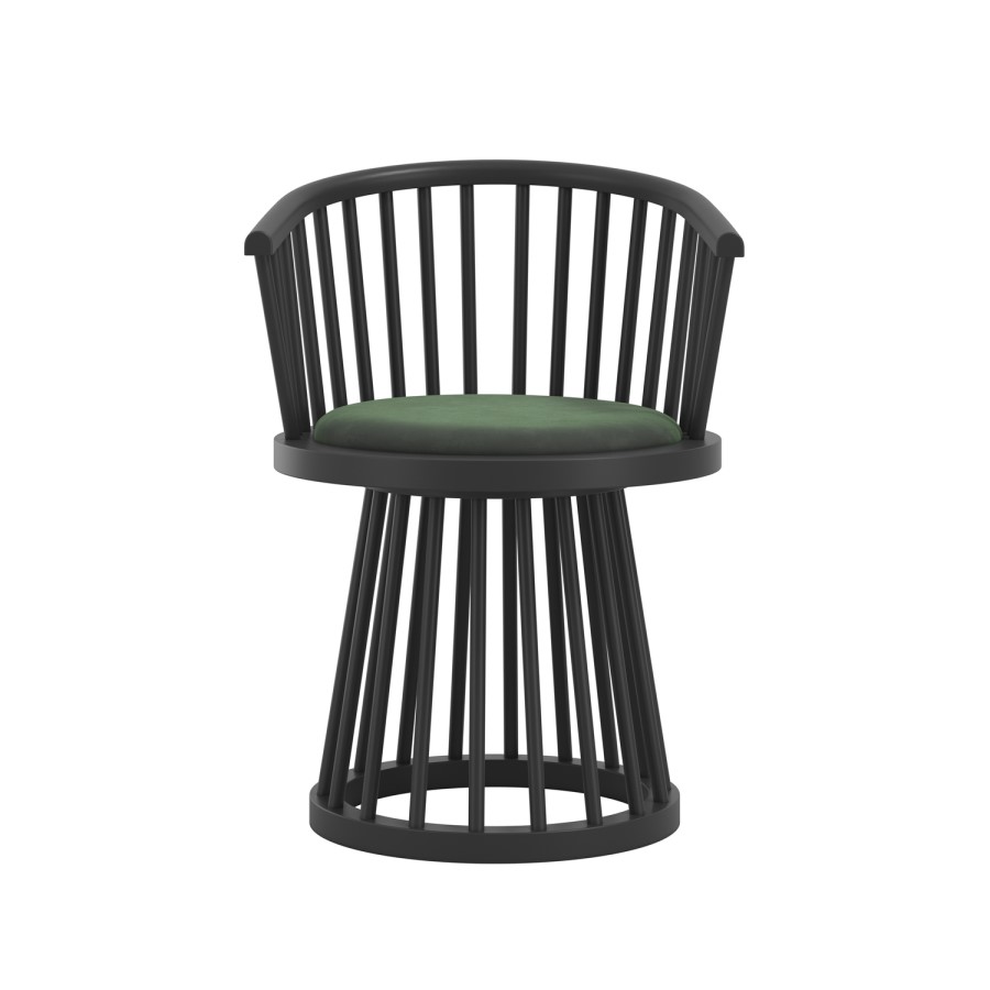 Black and Green Spindle Curved Dining Chair - Lina