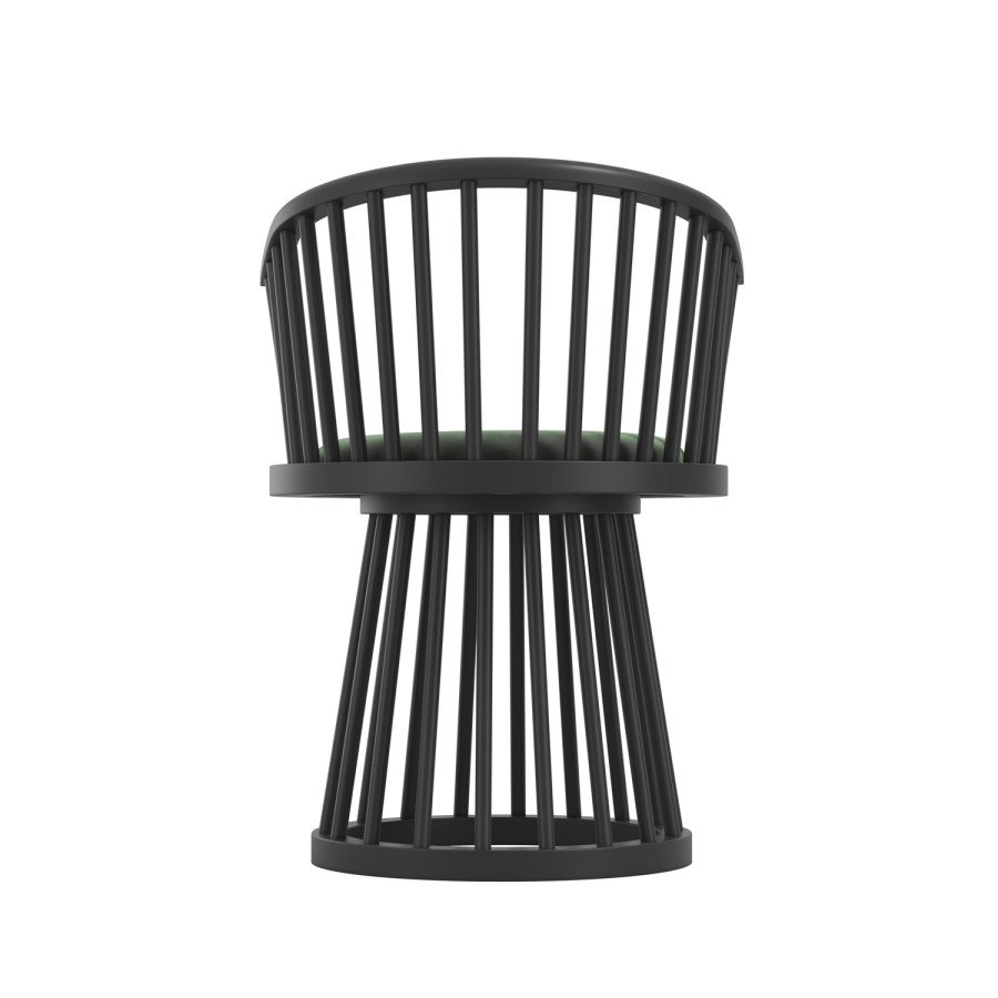 Black and Green Spindle Curved Dining Chair - Lina