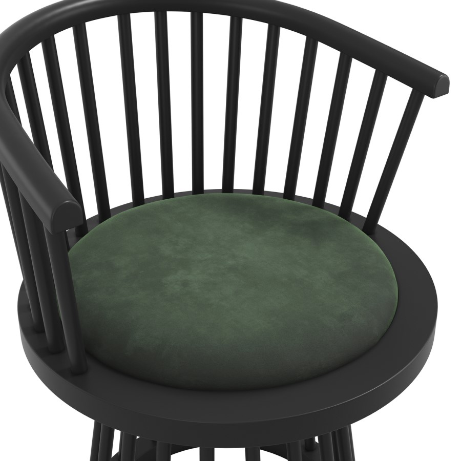 Black and Green Spindle Curved Dining Chair - Lina