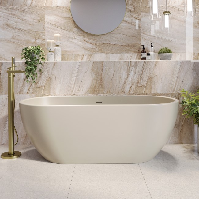 Matt Beige Freestanding Double Ended Bath 1650 x 750mm - Lisbon