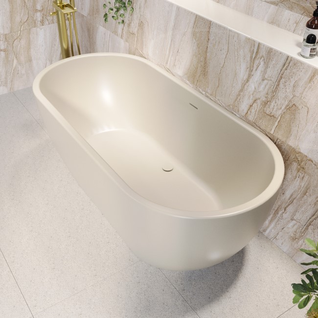 Matt Beige Freestanding Double Ended Bath 1650 x 750mm - Lisbon