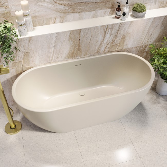 Matt Beige Freestanding Double Ended Bath 1650 x 750mm - Lisbon