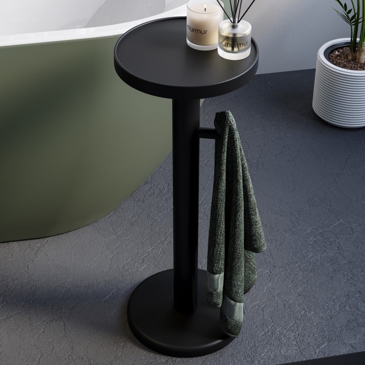 Black Round Bath Table 634mm - Lisbon