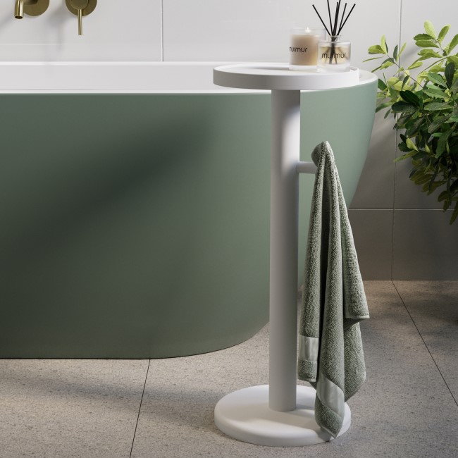 White Round Bath Table 634mm - Lisbon