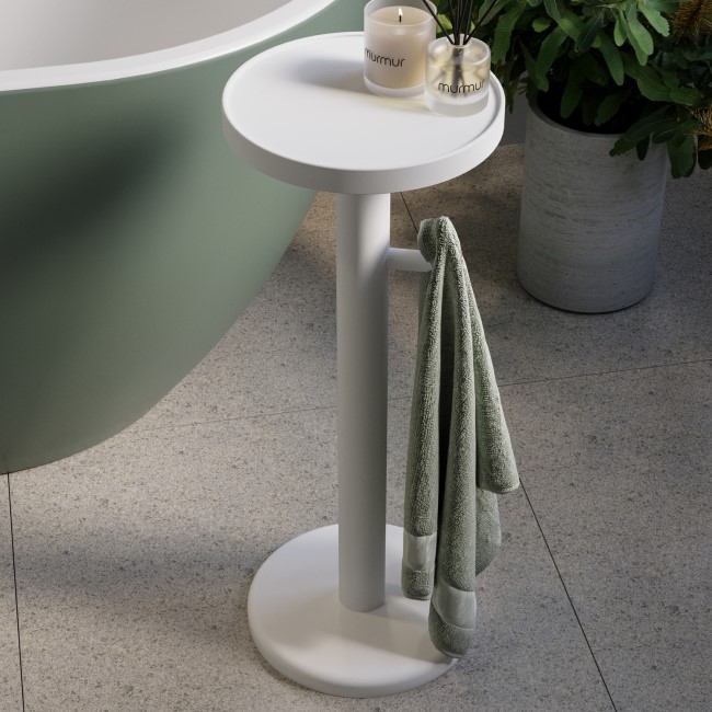 White Round Bath Table 634mm - Lisbon