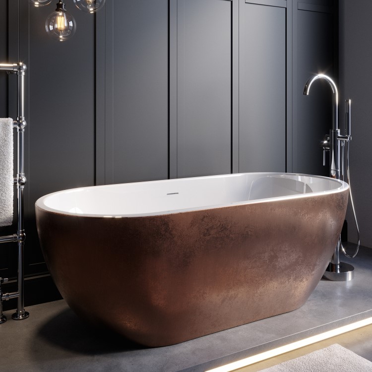 Copper Effect Freestanding Double Ended Bath 1650 x 750mm - Lisbon