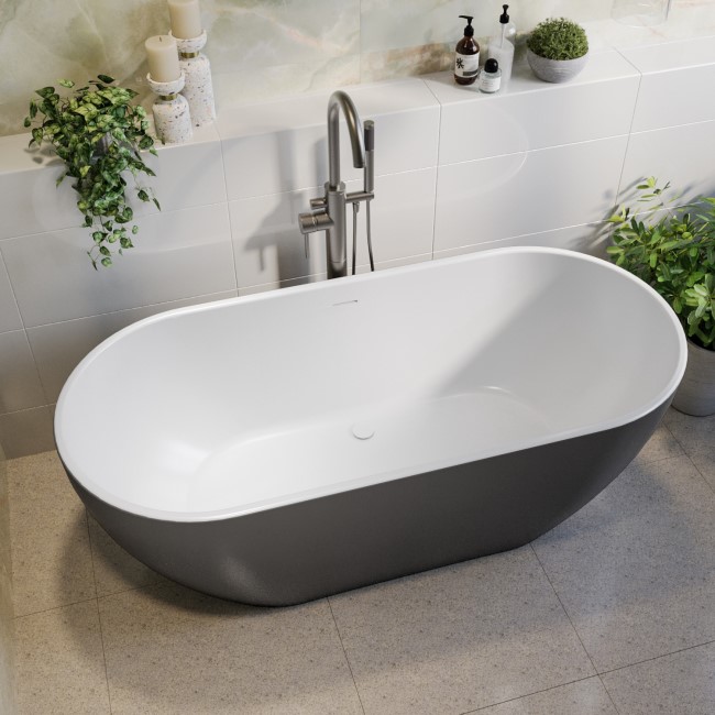 Gunmetal Grey Freestanding Double Ended Bath 1650 x 750mm - Lisbon