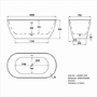 Freestanding Double Ended Fluted Bath 1650 x 750mm - Lisbon