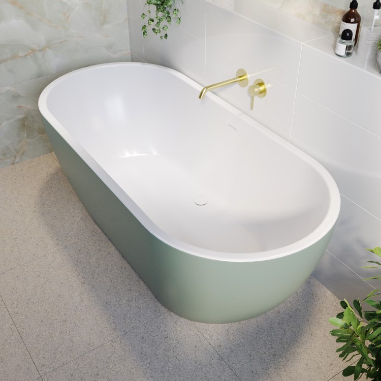 Green Freestanding Double Ended Bath 1650 x 750mm - Lisbon