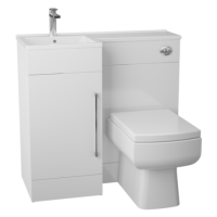 White L-Shaped Thin Edge Basin & WC Unit Right Hand - W900 x H860mm