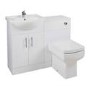 White Bathroom Vanity Unit with Basin & Square Toilet