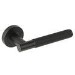 Internal Matt Black Bathroom Lever Door Handle with Lock, Latch and Hinges Pack - 75mm Latch - Livenza - XL Joinery