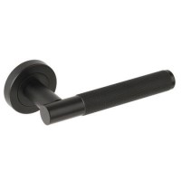 Internal Matt Black Lever Fire Door Handle with Latch and Hinges Pack - 75mm Latch - Livenza - XL Joinery