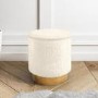 Leo Small Faux Sheepskin Round Stool in Natural Cream