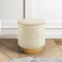 GRADE A1 - Leo Small Faux Sheepskin Round Stool in Natural Cream