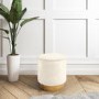 Leo Small Faux Sheepskin Round Stool in Natural Cream