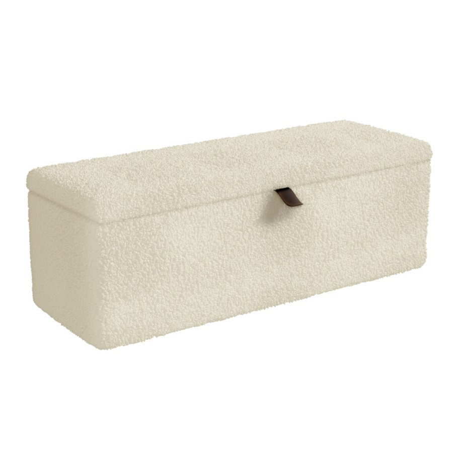 GRADE A2 - Leo Faux Sheepskin Storage Blanket Box in Natural Cream