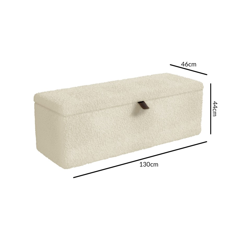 GRADE A2 - Leo Faux Sheepskin Storage Blanket Box in Natural Cream