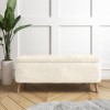 GRADE A2 - Leo Faux Sheepskin Storage Bench in Cream with Natural Legs