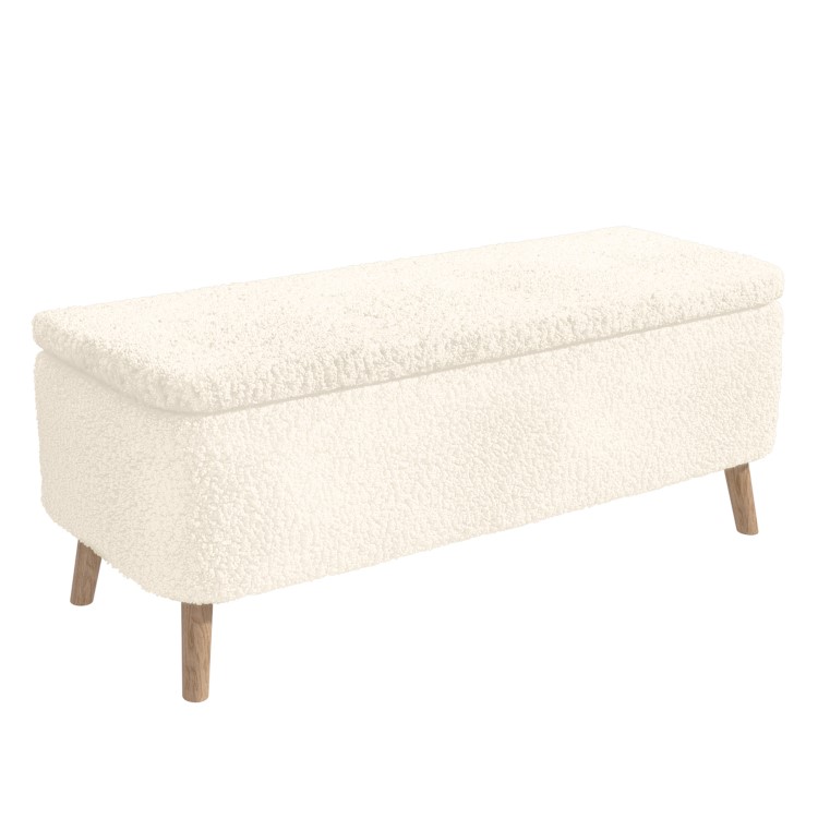 GRADE A2 - Cream End-of-Bed Ottoman Storage Bench in Teddy Fabric - Leo