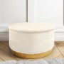 Leo Large Round Faux Sheepskin Pouffe in Natural Cream